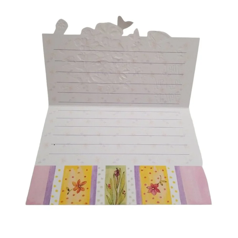 Note Card Blank Letter Writing Liz Schriner Ilustrations Flowers Butterfly 2007